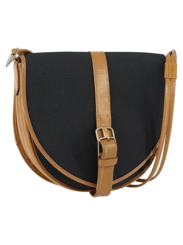 Authentic Saint Laurent Shoulder Bag Pvc Leather Black Gold